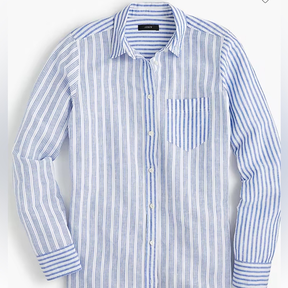 J.Crew Relaxed shirt in mixed stripe - Beauchamps linen - Women’s size 8T